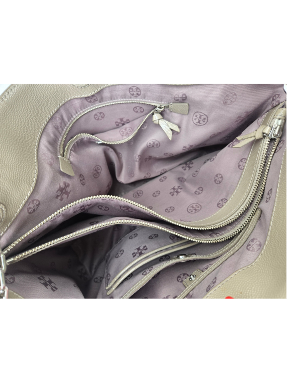 Women's Tory Burch Tote Bag One Size Beige Silver - Picture 5 of 9